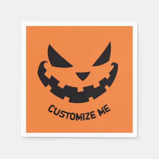 Scary Jack O Lantern Custom Sinaasappel Halloween Servet (Voorkant)