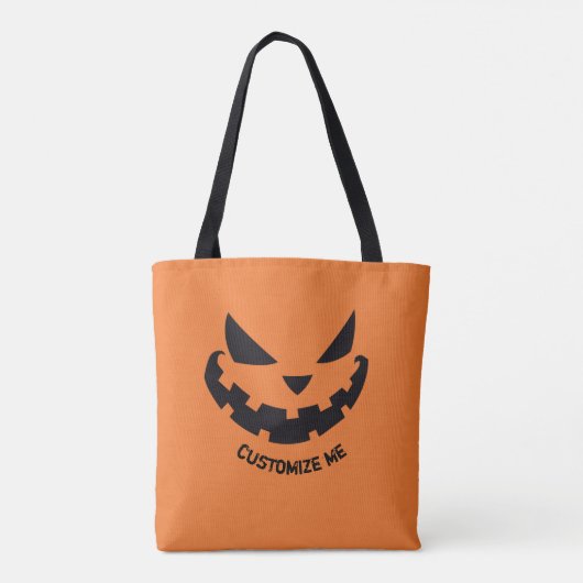 Scary Jack O Lantern Custom Sinaasappel Halloween Tote Bag (Achterkant)