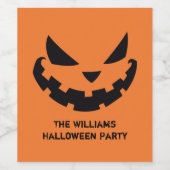 Scary Jack O Lantern Custom Sinaasappel Halloween  Wijn Etiket (Enkel label)