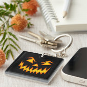 Scary Jack O Lantern Face Acryllic Sleutelhanger (Voorkant Rechts)