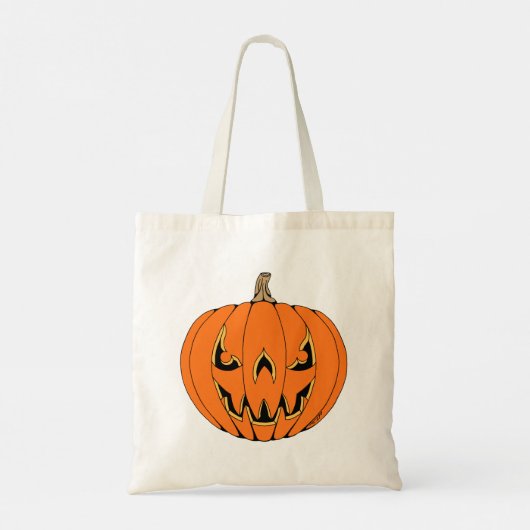 Scary Jack-o'-Lantern Halloween Design Tote Bag (Achterkant)
