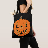 Scary Jack-o'-Lantern Halloween Design Tote Bag (Dichtbij)