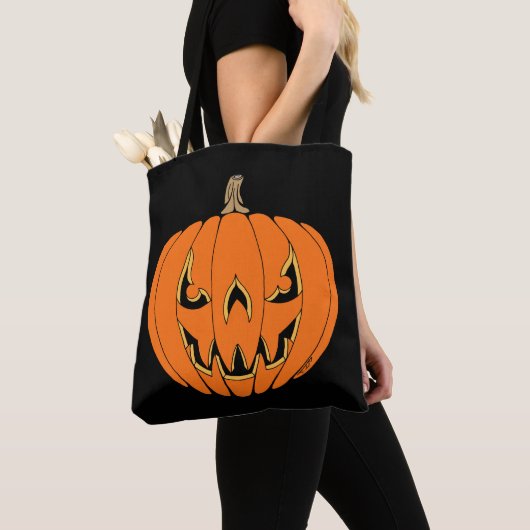 Scary Jack-o'-Lantern Halloween Design Tote Bag (Dichtbij)