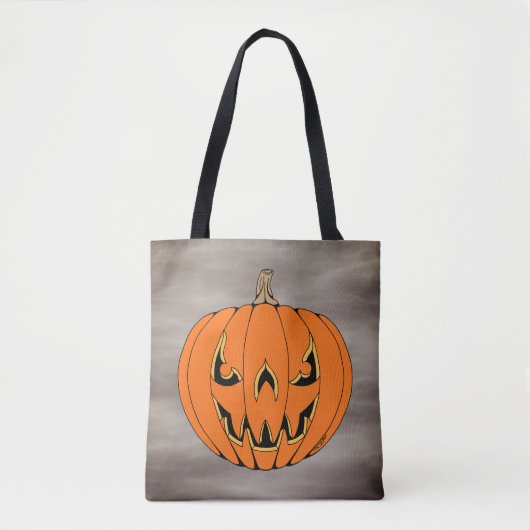 Scary Jack-o'-Lantern Halloween Design Tote Bag (Voorkant)