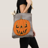 Scary Jack-o'-Lantern Halloween Design Tote Bag (Dichtbij)