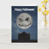 Scary Jack O Lantern Halloween Moon Kaart (Gele Bloem)