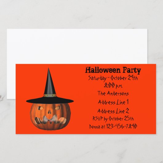Scary Jack O Lantern Halloween Party Invite (Voorkant / Achterkant)