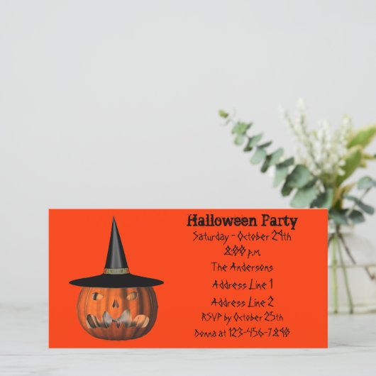 Scary Jack O Lantern Halloween Party Invite (Staand voorkant)