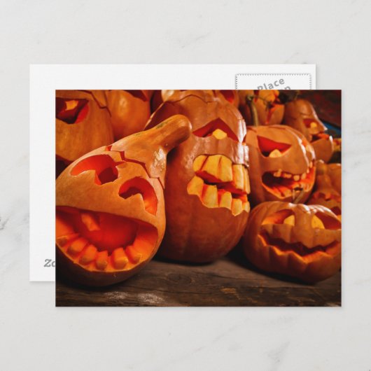 Scary Jack O Lantern Halloween Pumpkins Briefkaart (Voorkant / Achterkant)