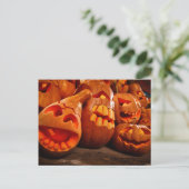 Scary Jack O Lantern Halloween Pumpkins Briefkaart (Staand voorkant)