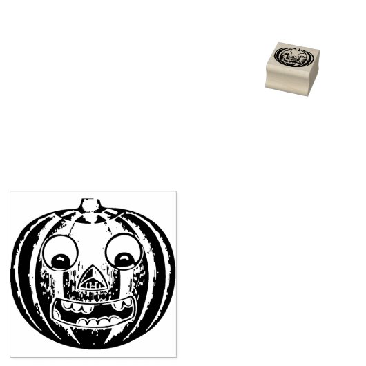 Scary jack o lantern illustration art stamp rubberstempel (Gestempeld)