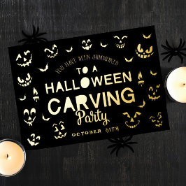 Scary Jack O Lantern Pumpkin Halloween Carving Folie Uitnodiging