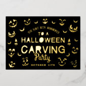 Scary Jack O Lantern Pumpkin Halloween Carving Folie Uitnodiging (Voorkant)