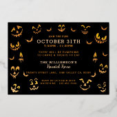 Scary Jack O Lantern Pumpkin Halloween Carving Folie Uitnodiging (Achterkant)