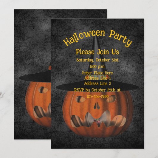 Scary Jack-O-Lantern Pumpkin Halloween Kaart (Voorkant / Achterkant)