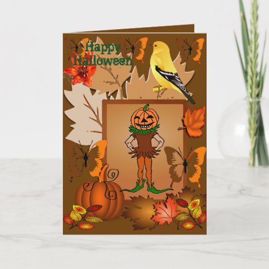 Scary Jack O Lantern Scarecrow Halloween Card (Voorkant)