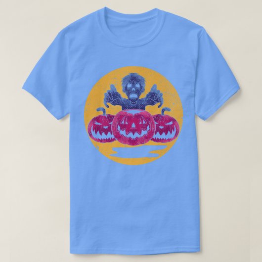 Scary Jack o Lantern Zombie Halloween Trick of Tre T-shirt (Design voorkant)