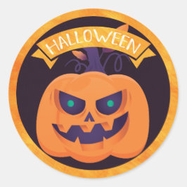 Scary Jack O'Lantern Halloween Ronde Sticker