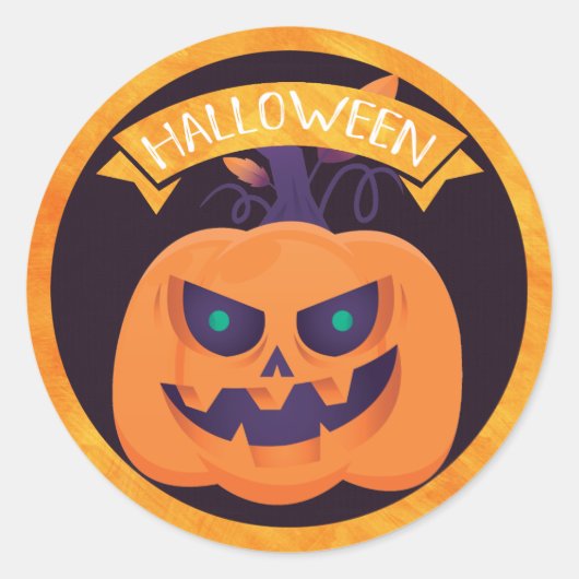 Scary Jack O'Lantern Halloween Ronde Sticker (Voorkant)