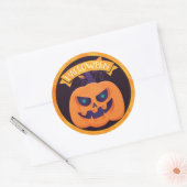 Scary Jack O'Lantern Halloween Ronde Sticker (Envelop)