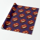 Scary Jack O'Lantern Pumpkin Halloween Birthday Cadeaupapier (Uitgerold)