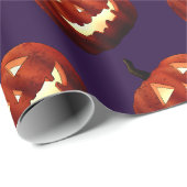 Scary Jack O'Lantern Pumpkin Halloween Birthday Cadeaupapier (Rol Hoek)