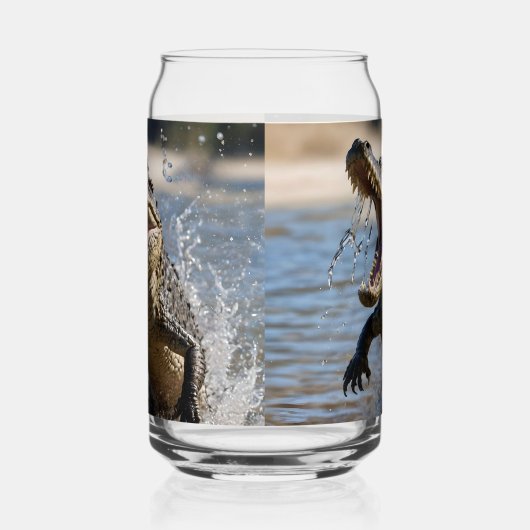 Scary Jaws: Australian Crocodile Leaping Blikvorm Glas (Rechts)