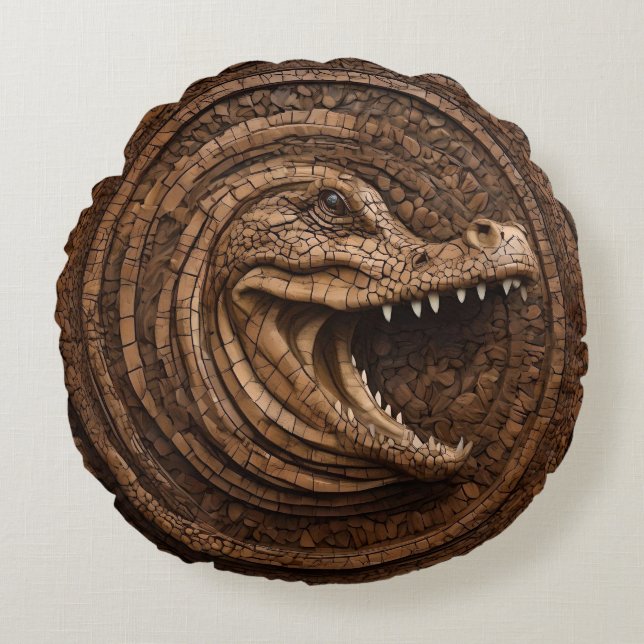 Scary Jaws: Australische krokodillenhouten print Rond Kussen (Voorkant)