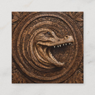 Scary Jaws: Australische krokodillenhouten print, Vierkante Visitekaartje
