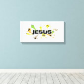 Scary Jesus (zwart) Canvas Afdruk (Insitu (Houten vloer))