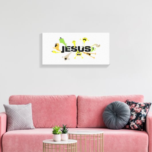 Scary Jesus (zwart) Canvas Afdruk (Insitu (Woonkamer))