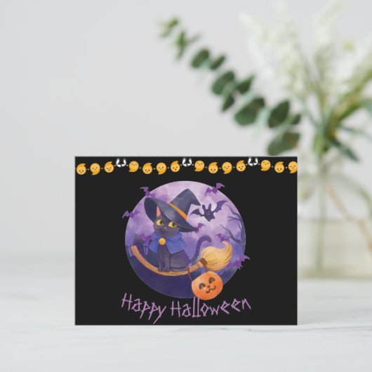 Scary Kat Halloween Briefkaart (Staand voorkant)