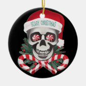 Scary Kerstmis Funny Skull Ornament (Voorkant)