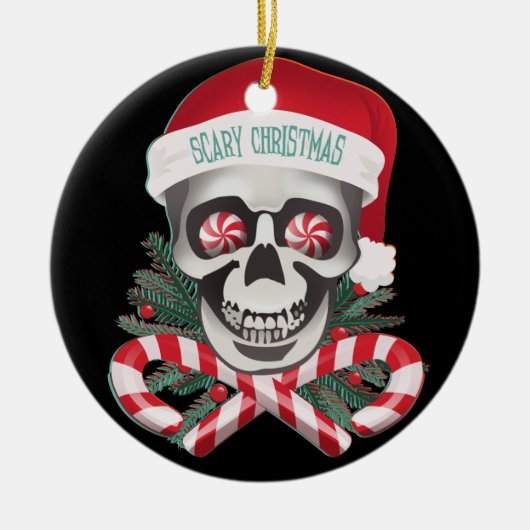 Scary Kerstmis Funny Skull Ornament (Voorkant)