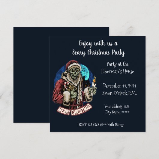Scary Kerstparty nodiging Kaart (Voorkant / Achterkant)