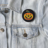 Scary Laughing Halloween Pumpkin Monster Ronde Button 5,7 Cm (In situ)