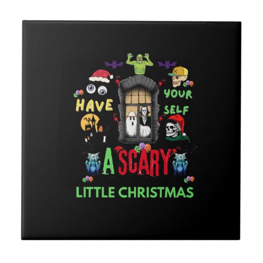 Scary Little Christmas Horror Holiday Design  T-Sh Tegeltje (Voorkant)