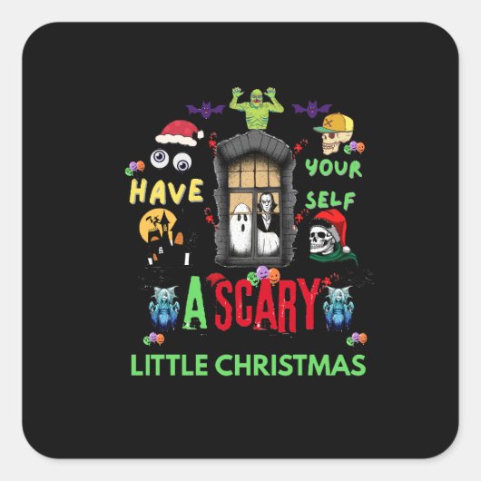 Scary Little Christmas Horror Holiday Design  Vierkante Sticker (Voorkant)