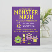 Scary Little Monster Verjaardag Uitnodiging (Staand voorkant)