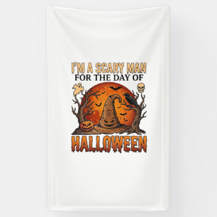 Scary Man Halloween Heksenhoed Bloedmaan Pompoen_1 Spandoek