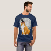 Scary Manx Cat Witch Pet Halloween T-shirt (Voorkant volledig)