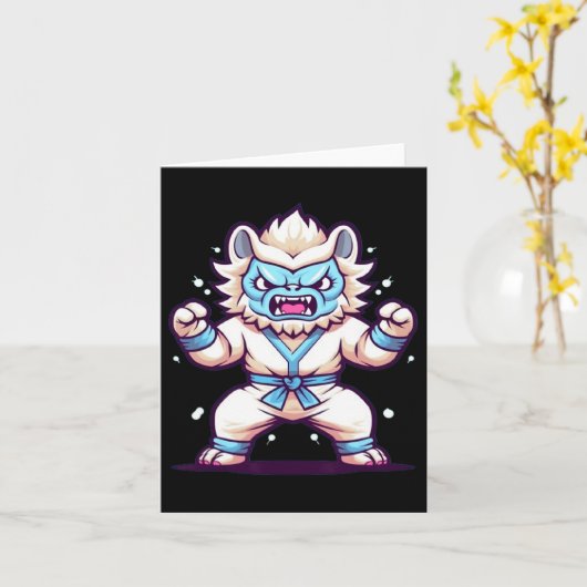 Scary Martial Arts Fighter Karate Boxer Comt Kung  Kaart (Gele Bloem)