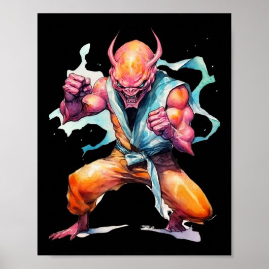 Scary Martial Arts Fighter Karate Boxer Comt Kung Poster (Voorkant)