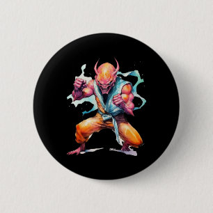 Scary Martial Arts Fighter Karate Boxer Comt Kung Ronde Button 5,7 Cm