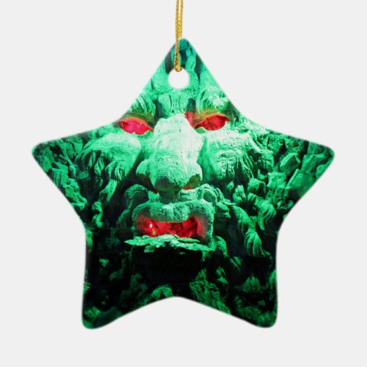 Scary Mask Face in Rock Face Keramisch Ornament (Voorkant)