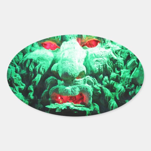 Scary Mask Face in Rock Face Ovale Sticker (Voorkant)