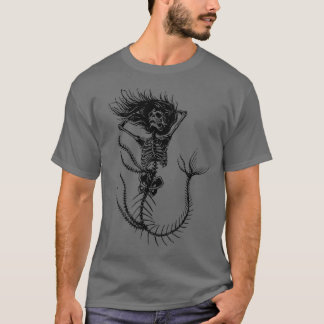Scary Mermaid Skeleton Halloween Party Costume Cre T-shirt