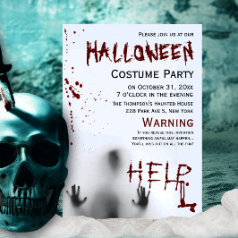 Scary Modern Bloody Halloween Costume Party White Kaart