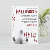 Scary Modern Bloody Halloween Costume Party White Kaart (Staand voorkant)