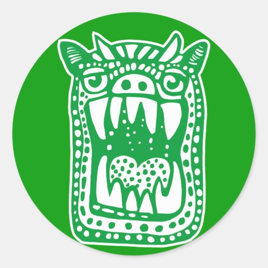 Scary Monster - Groen Ronde Sticker (Voorkant)